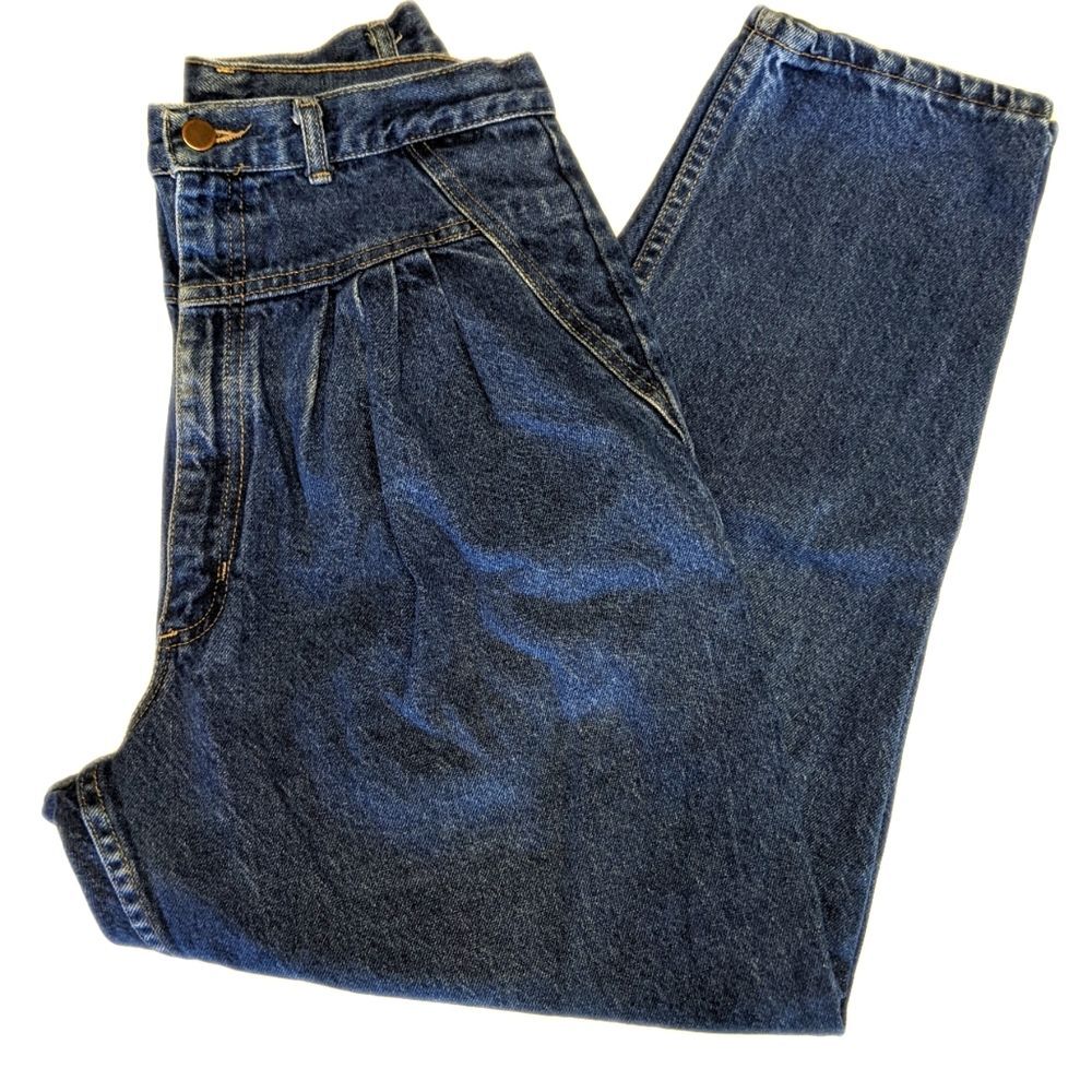 Boca Chica vintage pleated front Mom jeans, indigo blue, 100% cotton 32 - Picture 1 of 8